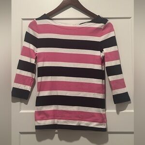 Lauren Ralph Lauren Boxy Pink and Black Sailor Collar Blouse
